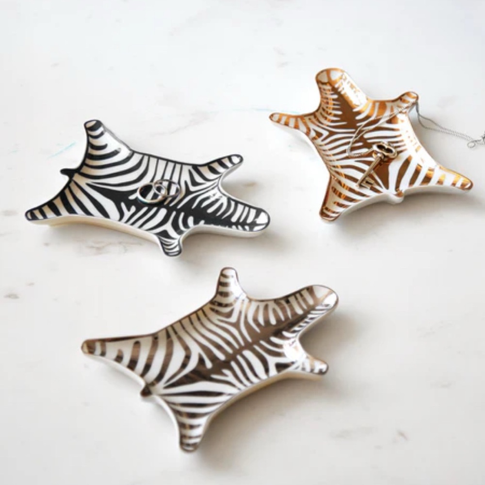 Jonathan Adler Metallic Zebra Dish Set Of Two